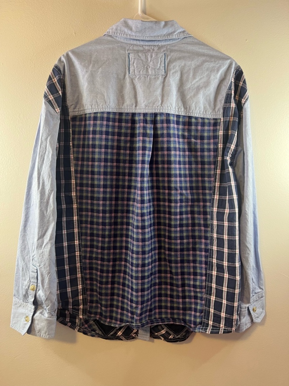 Free People We The Free Argyle Plaid Patchwork Button-Down Shirt - Picture 12 of 14